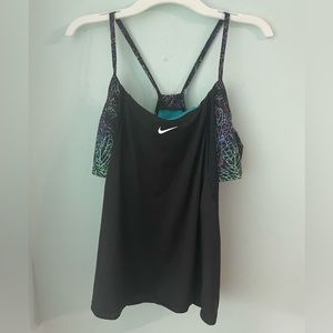 Nike black swim top with colorful attached bra underneath